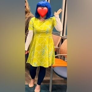 Joy (Inside Out) Costume-Green Dress and Blue Wig